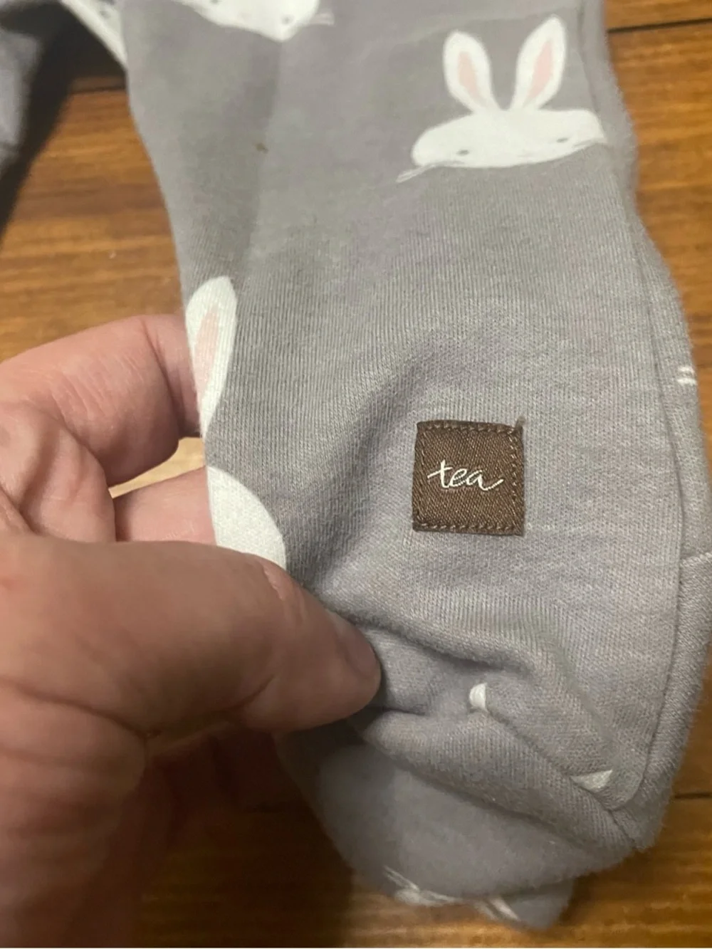 Tea Collection Gray & White Bunny Romper - 3-6 Months